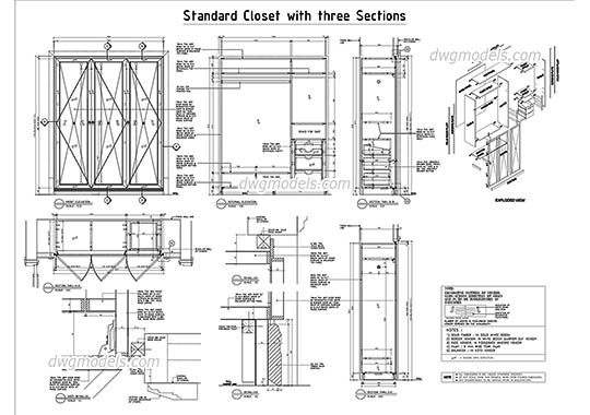 Closets for Guest and Living Rooms - DWG, CAD Block, drawing