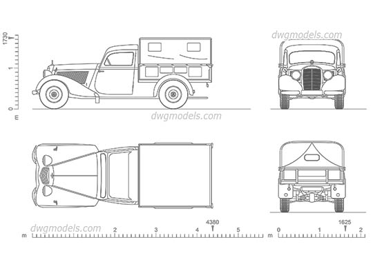 Mercedes-Benz 170V Pickup - DWG, CAD Block, drawing