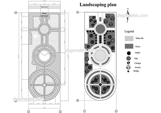 Landscaping of the Square - DWG, CAD Block, drawing