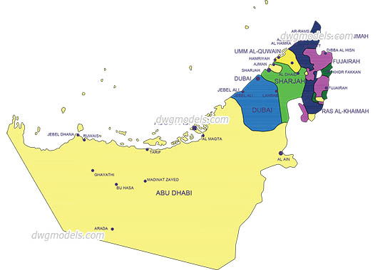 Map of UAE dwg, cad file download free