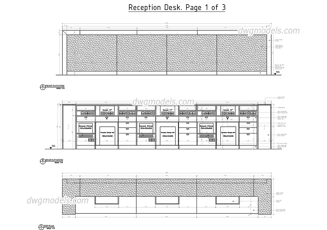 Reception Desks for Hotels dwg, CAD Blocks, free download.