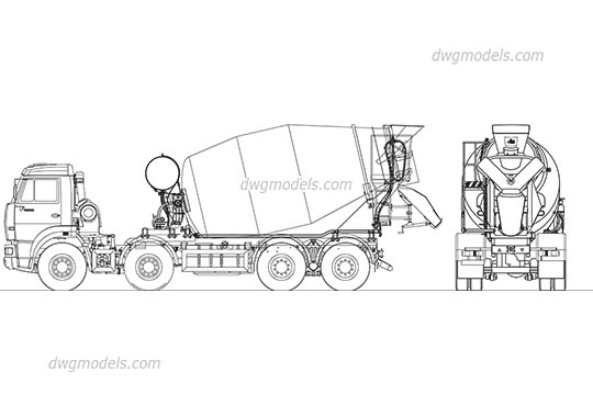 Kamaz Concrete Mixer - DWG, CAD Block, drawing