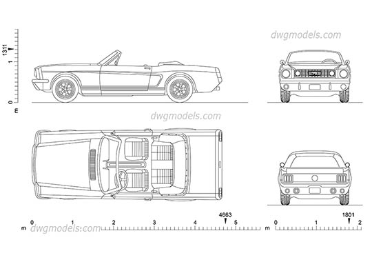 Ford Mustang (1965) - DWG, CAD Block, drawing